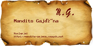 Mandits Gajána névjegykártya